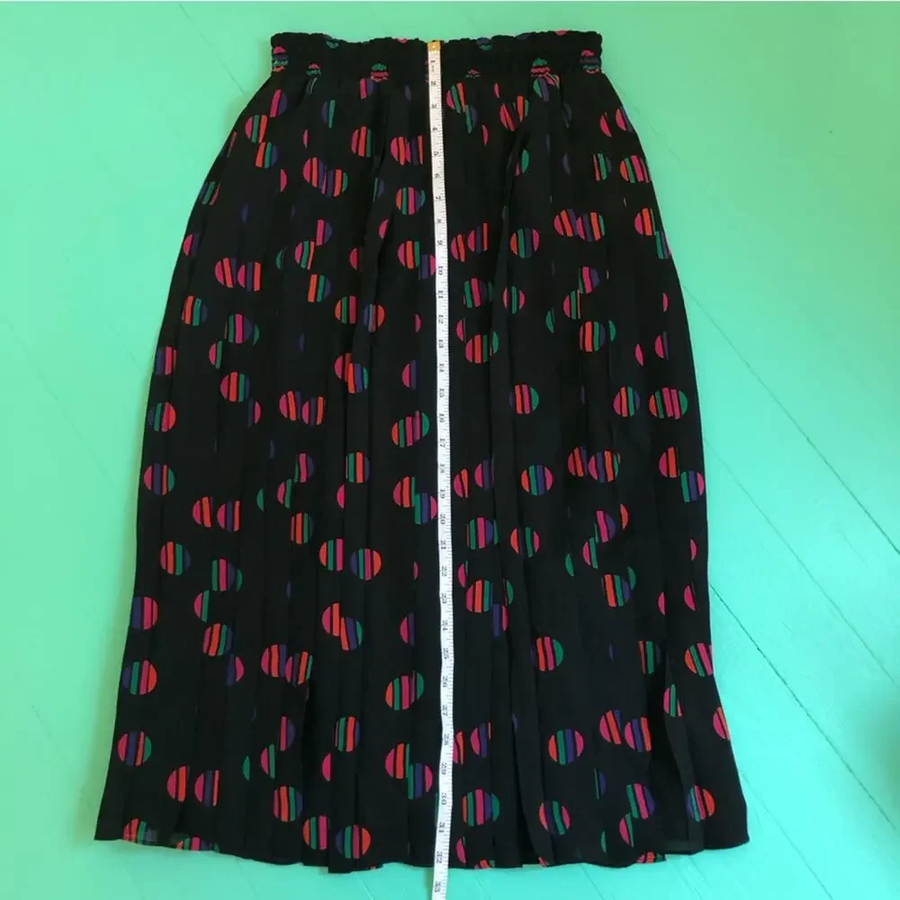 Vintage 70s 80s Polyester Matching Top and Skirt Loose 2 Piece Coord Set Rainbow